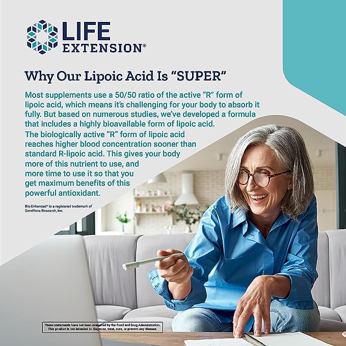 Pre-Order | Arrives in 5–10 Days – Life Extension Super R-Lipoic Acid 240 mg - Supports Cellular Energy - Supplement for Anti-Aging and Liver Health - Non-GMO, Gluten-Free - 60 Vegetarian Capsules