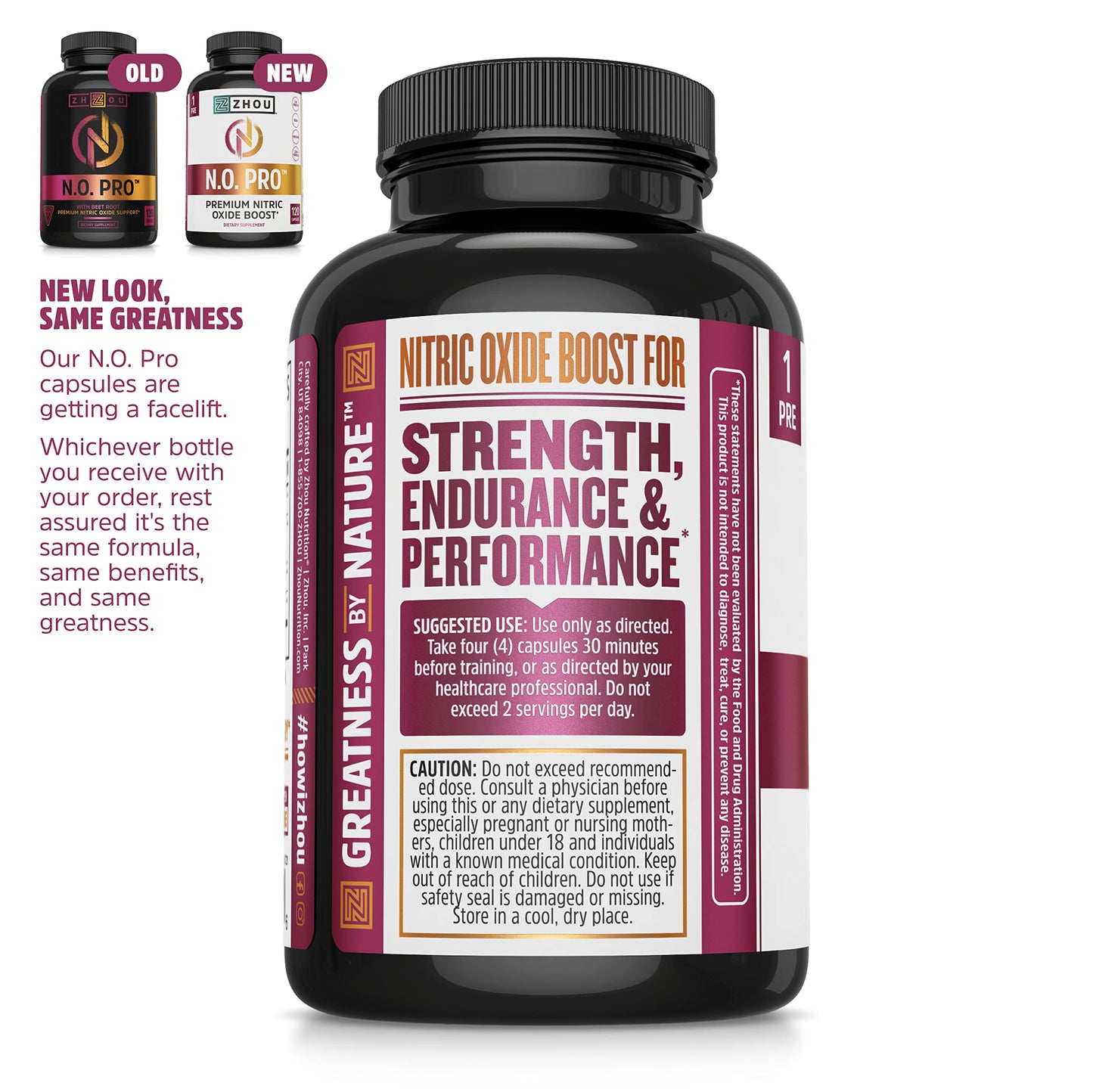 Pre-Order | Arrives in 5–10 Days – Zhou N.O. Pro - Premium Nitric Oxide Supplement for Men & Women, Heart, Muscle & Blood Support with Beet Root & L Arginine, Natural Nitric Oxide Booster - 120 Veggie Capsules