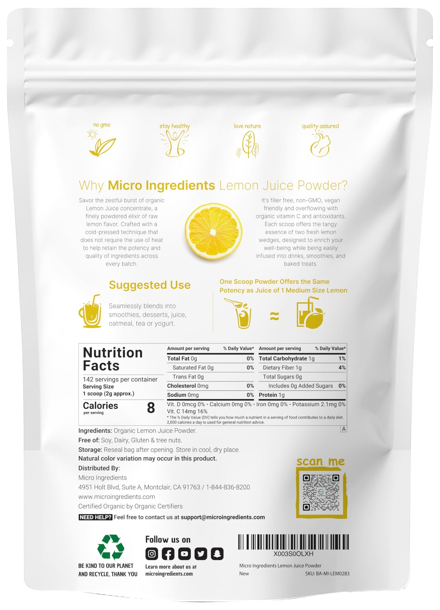 Pre-Order | Arrives in 5–10 Days – Organic Lemon Juice powder, 10 Ounce | 100% Natural Fruit Powder | Cold Pressed Lemons Source | No Sugar & Additives | Great Flavor for Drinks, Smoothie, & Beverages | Non-GMO & Vegan Friendly
