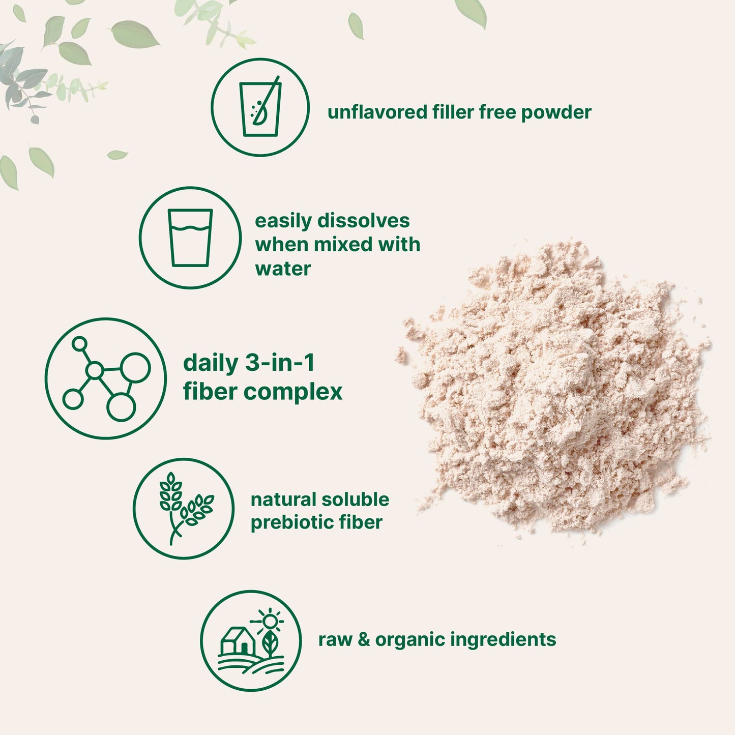 Pre-Order | Arrives in 5–10 Days – Organic Fiber Supplement (Inulin, Acacia, Psyllium Husk), 2 Pounds, 3-in-1 Formula, Daily Soluble Fiber, Unflavored, Prebiotics Supplement for Digestive Health, Hunger Control, Vegan