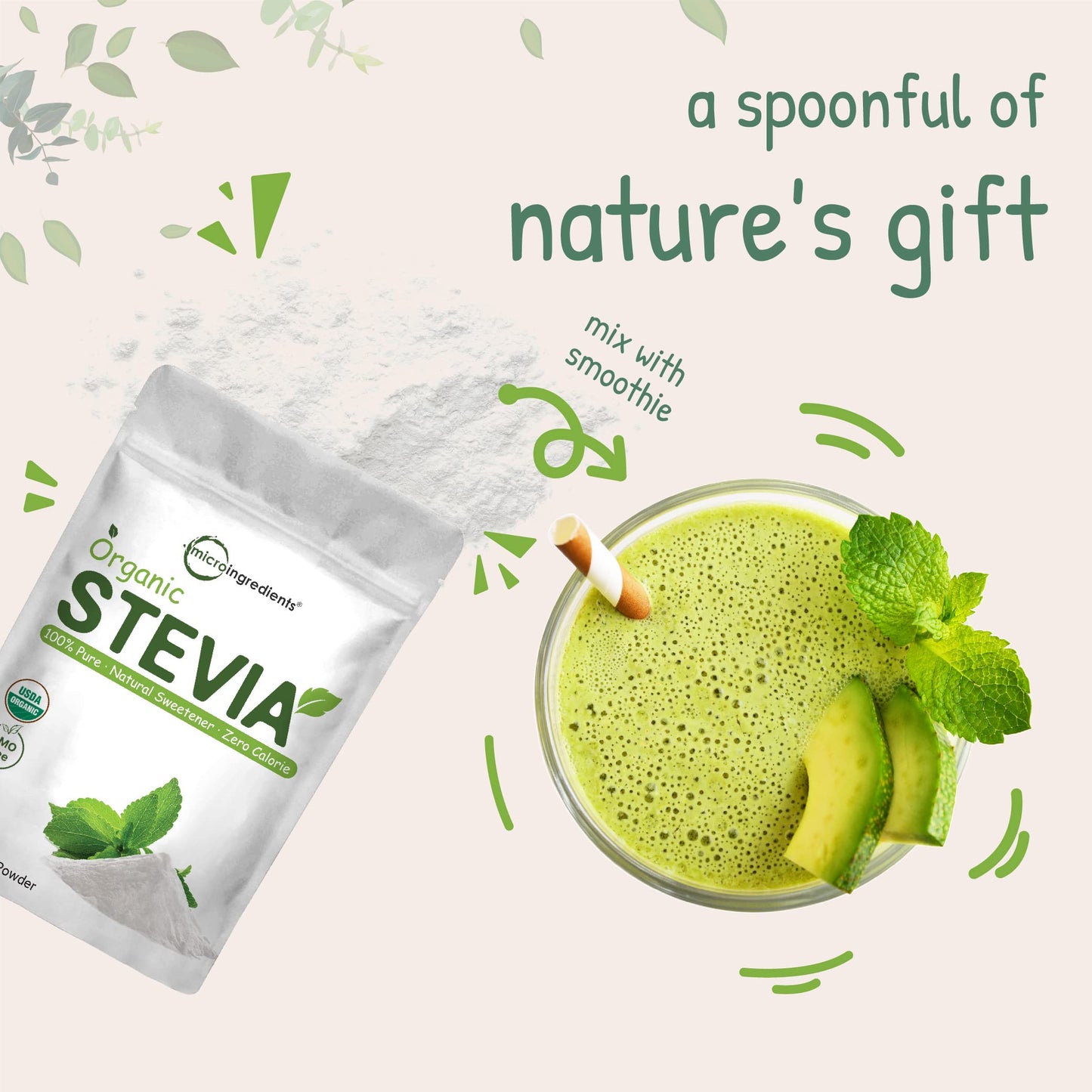 Pre-Order | Arrives in 5–10 Days – Pure Organic Stevia Powder, 4 Ounces, 706 Serving, Highest Grade Stevia Green Leaf Extract Reb-A, Reduced Bitter Aftertaste, 0 Calorie, Natural Sweetener, Sugar Alternative, Keto Friendly