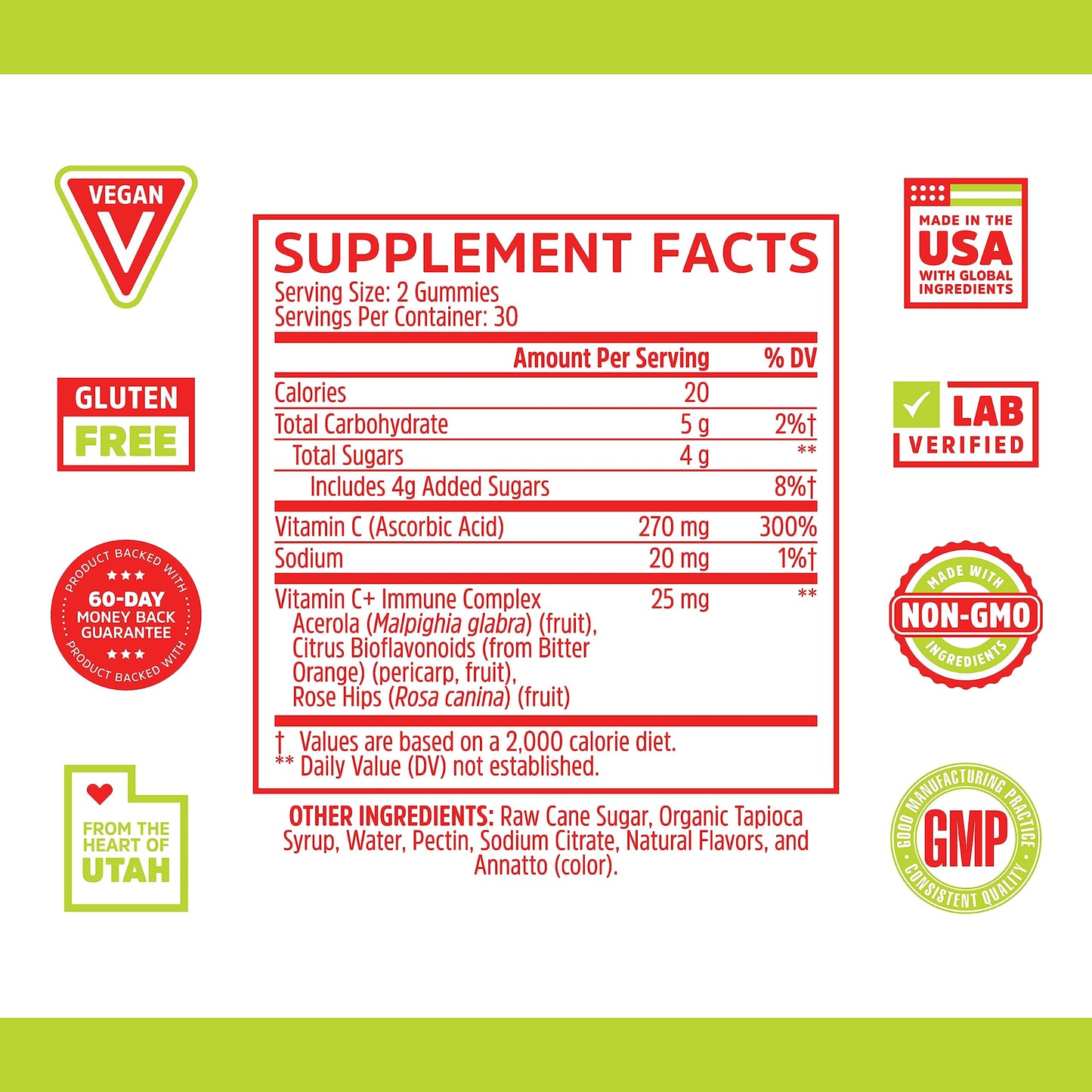 Pre-Order | Arrives in 5–10 Days – Zhou Vitamin C+ Gummies - Vitamin C Gummies for Adults and Kids, 270 mg per Gummy with Bioflavinoids and Acerola for Immune Support - 60 Vegan Gummies