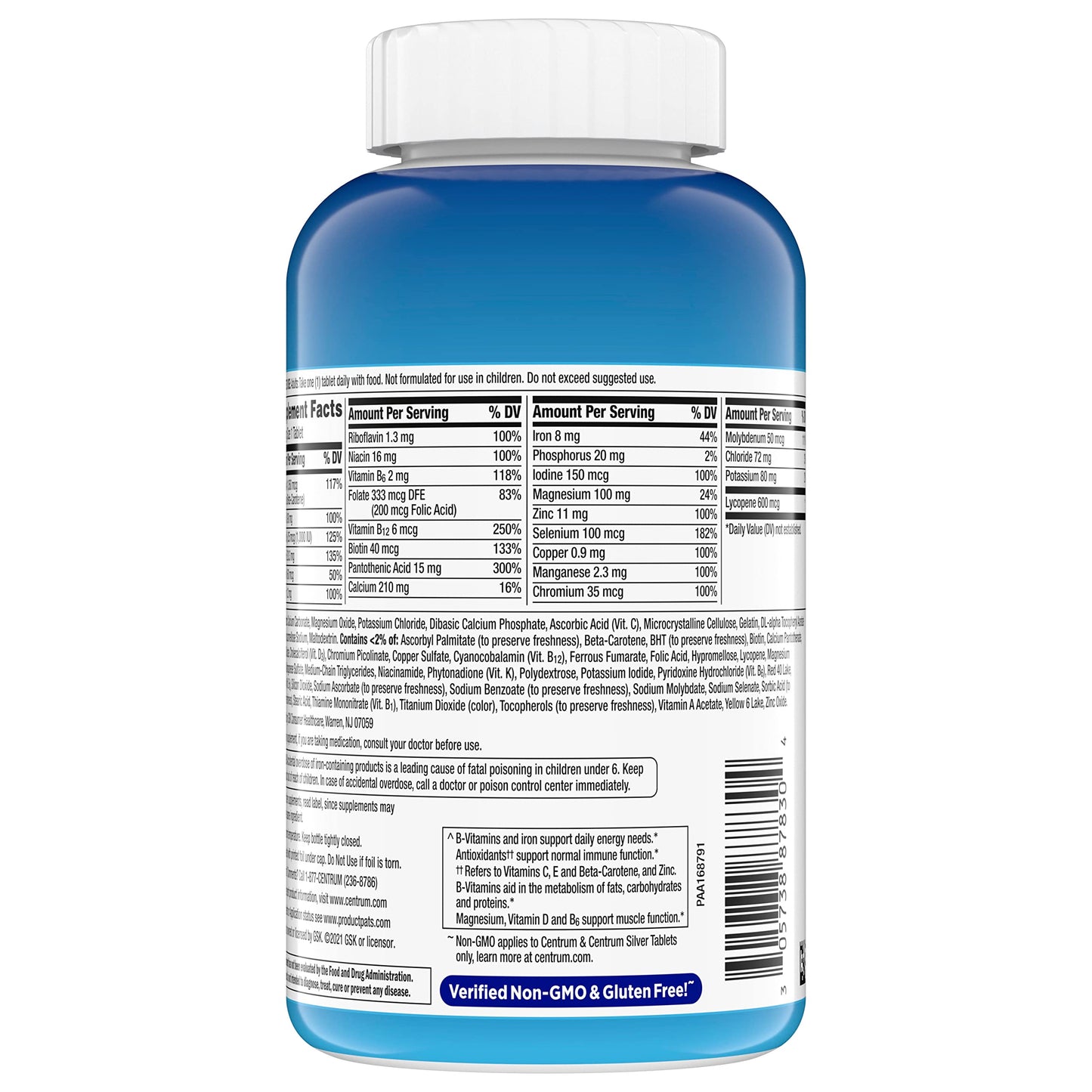 Pre-Order | Arrives in 5–10 Days – Centrum Multivitamin for Men, Multivitamin/Multimineral Supplement with Vitamin D3, B Vitamins and Antioxidants, Gluten Free, Non-GMO Ingredients - 250 Count