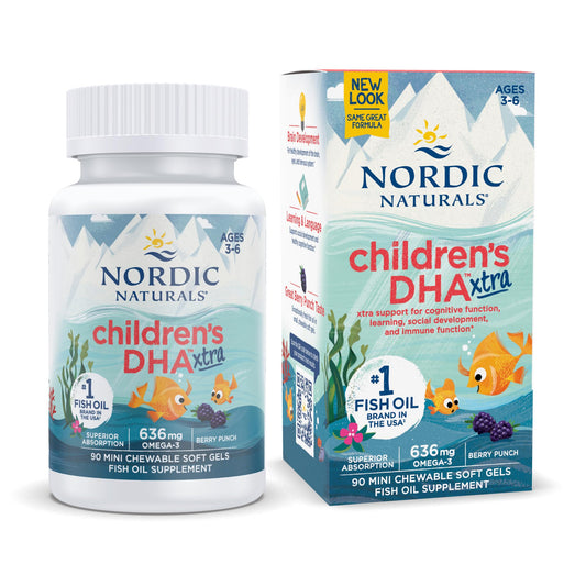 Pre-Order | Arrives in 5–10 Days – Nordic Naturals Children’s DHA Xtra, Berry Punch - 90 Mini Chewable Soft Gels for Kids - 636 mg Omega-3s EPA & DHA - Cognitive & Immune Function, Learning, Social Development - Non-GMO - 30 Servings