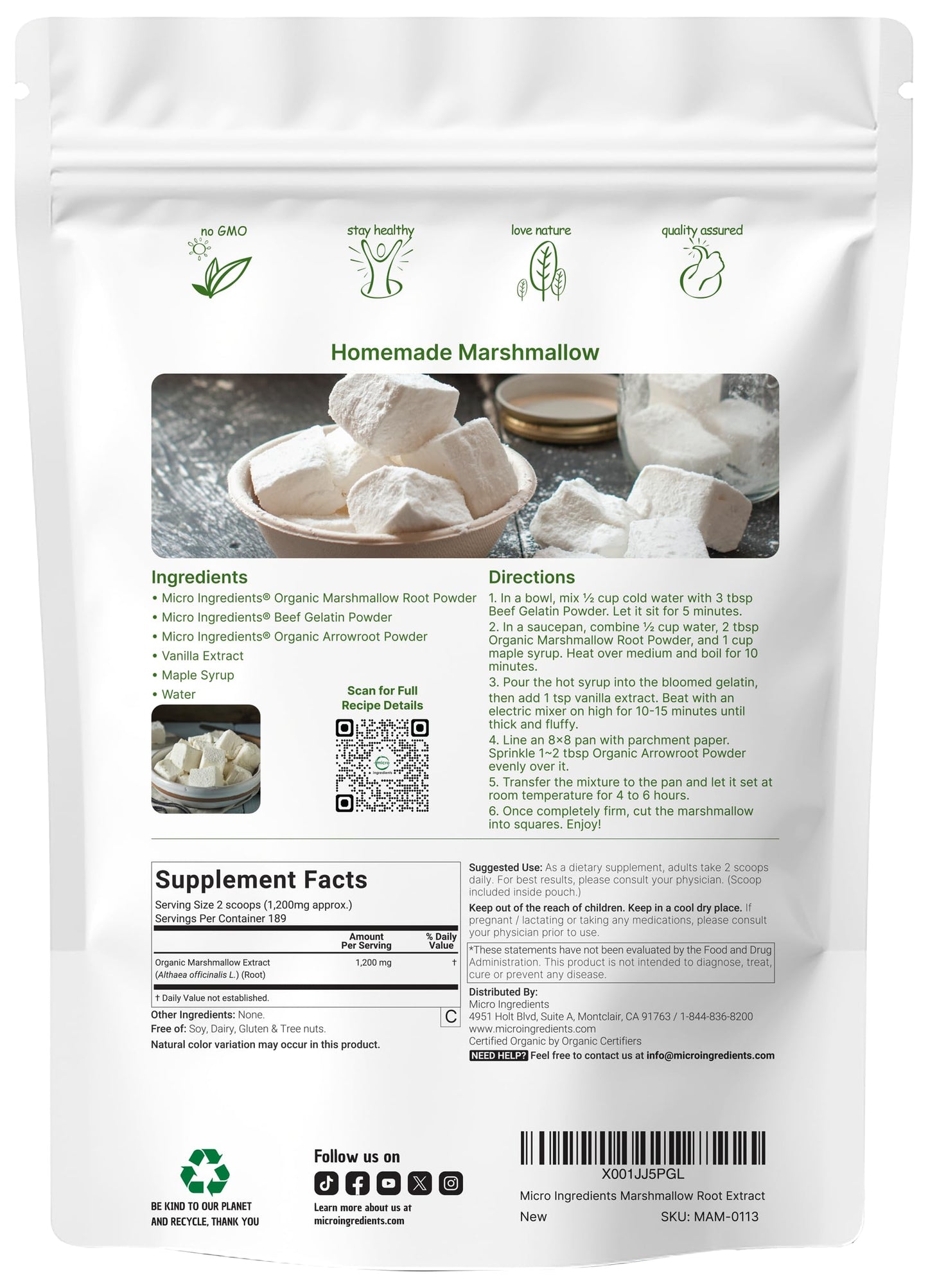 Pre-Order | Arrives in 5–10 Days – Micro Ingredients Organic Marshmallow Root Powder, 8 Ounce, Filler Free and Traditionally Used, Supports Digestive Gastrointestinal Health, Non-Irradiated and No GMOs, Vegan Friendly