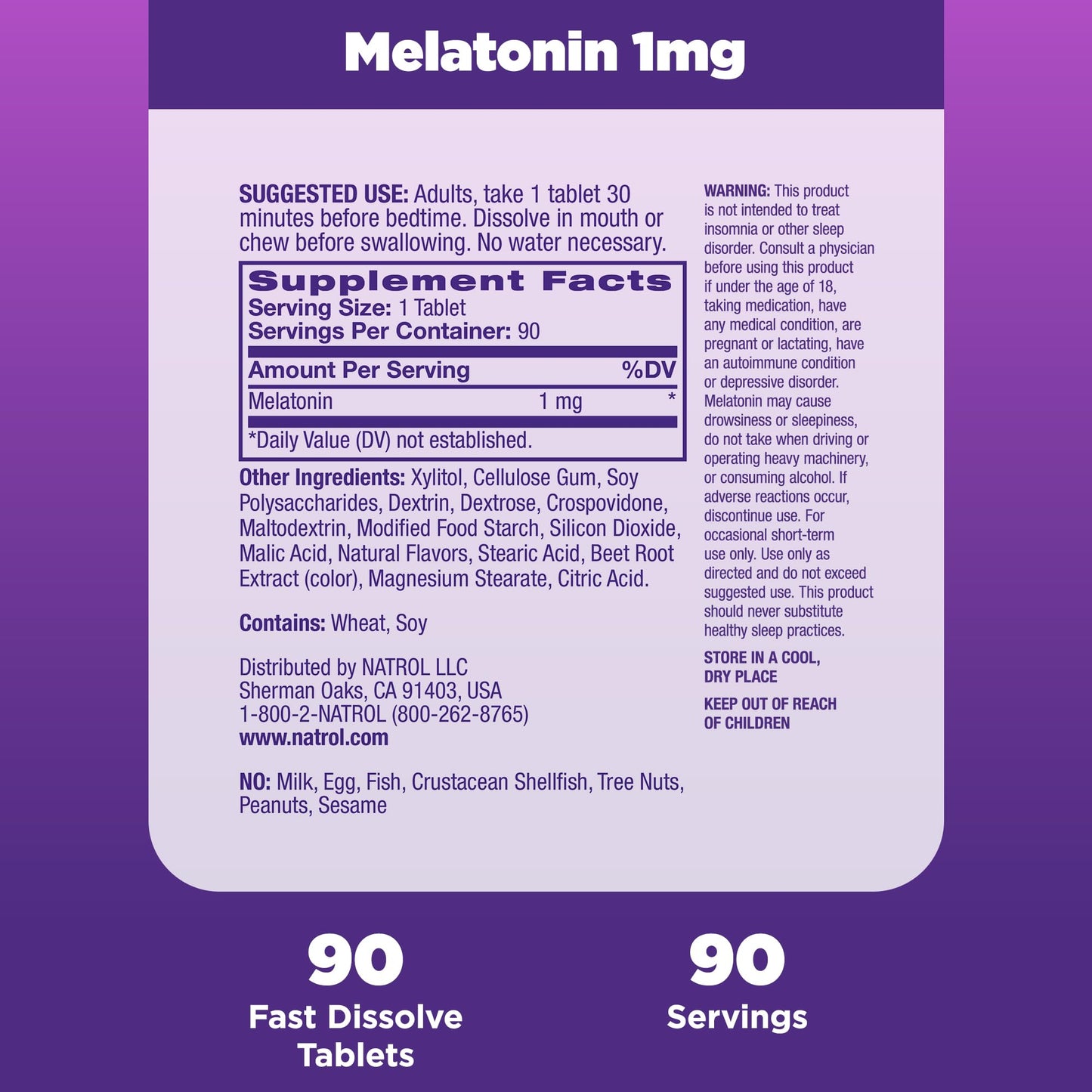 Pre-Order | Arrives in 5–10 Days – Natrol Fast Dissolve Melatonin 1 mg, Melatonin Supplements for Restful Sleep, Sleep Support for Adults, 90 Strawberry-Flavored Tablets, Up to a 90 Day Supply