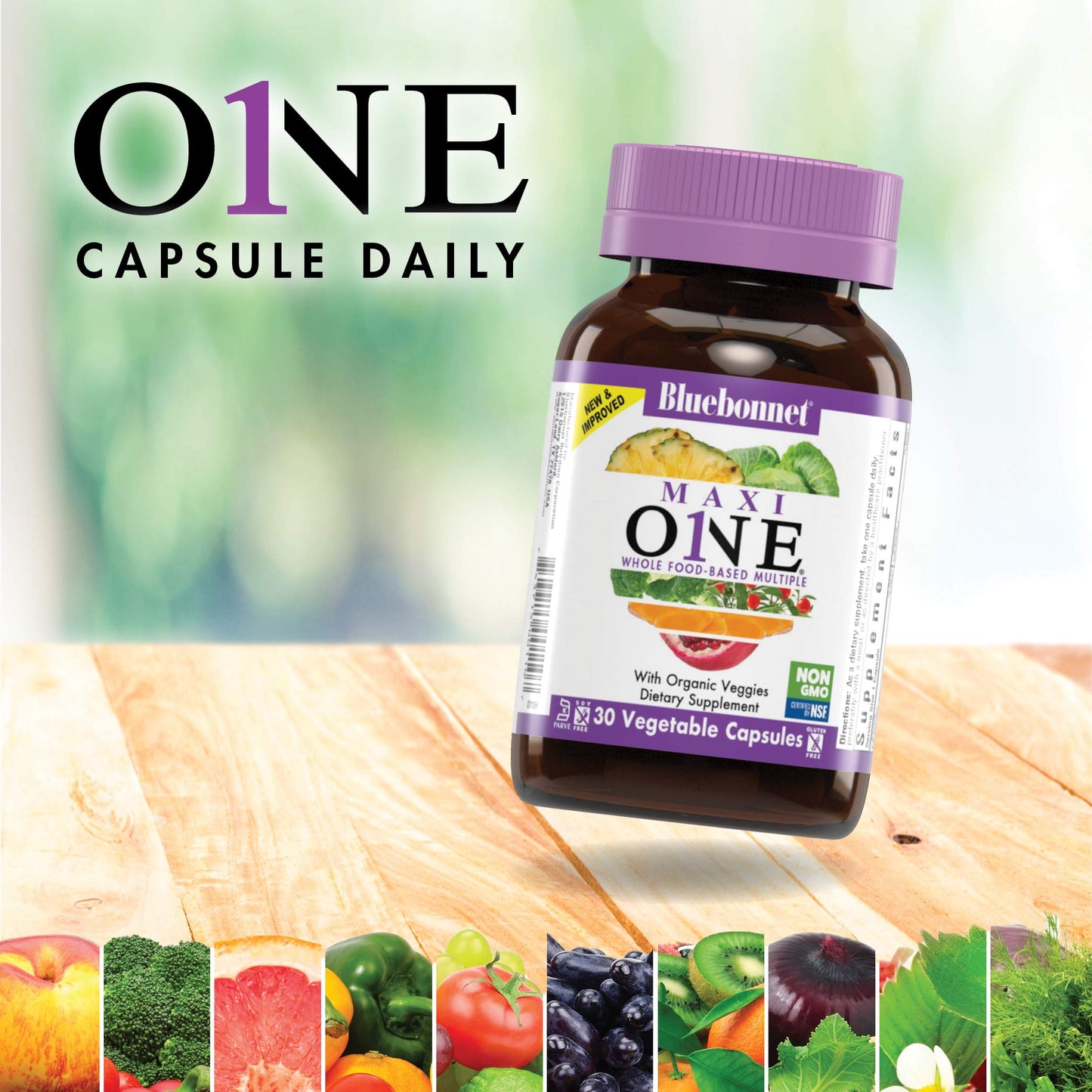 Pre-Order | Arrives in 5–10 Days – Bluebonnet Nutrition Maxi One (with Iron), Whole Food Multiple, Enzymes, Energy, Vitality, Gluten-Free, Kosher, Dairy-Free, Vegetarian Friendly, Soy-Free, Non-GMO, 90 Vegetable Capsule, 3 Month Supply, Beige