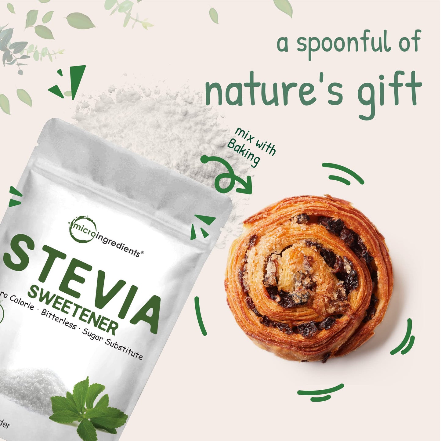 Pre-Order | Arrives in 5–10 Days – Stevia Sweetener Powder with Plant-based Erythritol, 4 Pounds (64 Ounces) | Keto, 0 Calorie, Low Carb, 4:1 Sugar Substitute, Natural Sweetener, Bitterless, Reb-A Stevia Leaf Extract, Non-GMO, Vegan