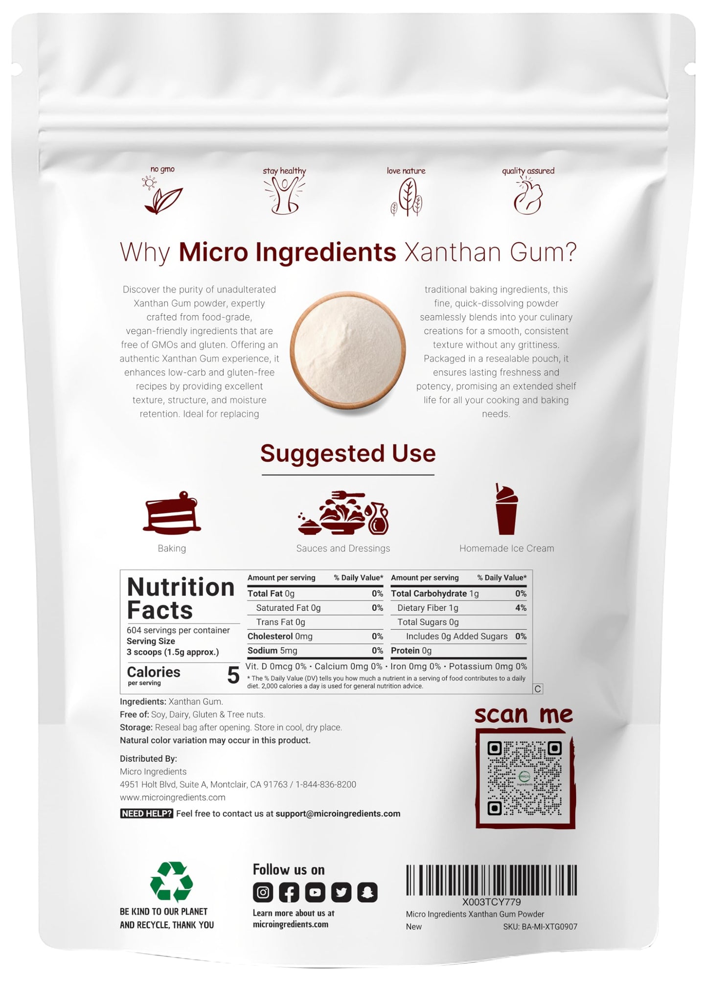 Pre-Order | Arrives in 5–10 Days – Xanthan Gum Powder, 2lb (32oz) | Premium Quality for Keto & Gluten-Free Baking | Unflavored Thickening Agent for Cooking & Baking | Non-GMO, Vegan Friendly