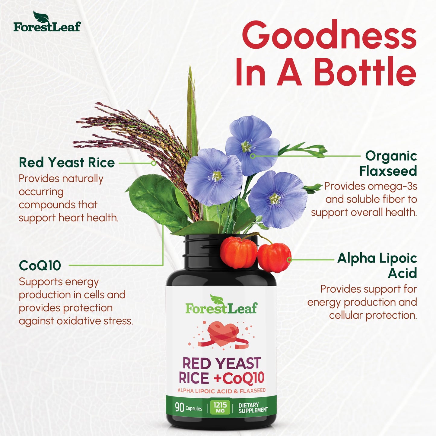 Pre-Order | Arrives in 5–10 Days – Red Yeast Rice 1215 mg. Capsules - Extra Strength Red Rice Yeast with CoQ10 Supplement, Plus Alpha Lipoic Acid & Organic Flaxseed, Citrinin Free, Supports Cardiovascular Health, Non-GMO 90 Veggie Caps