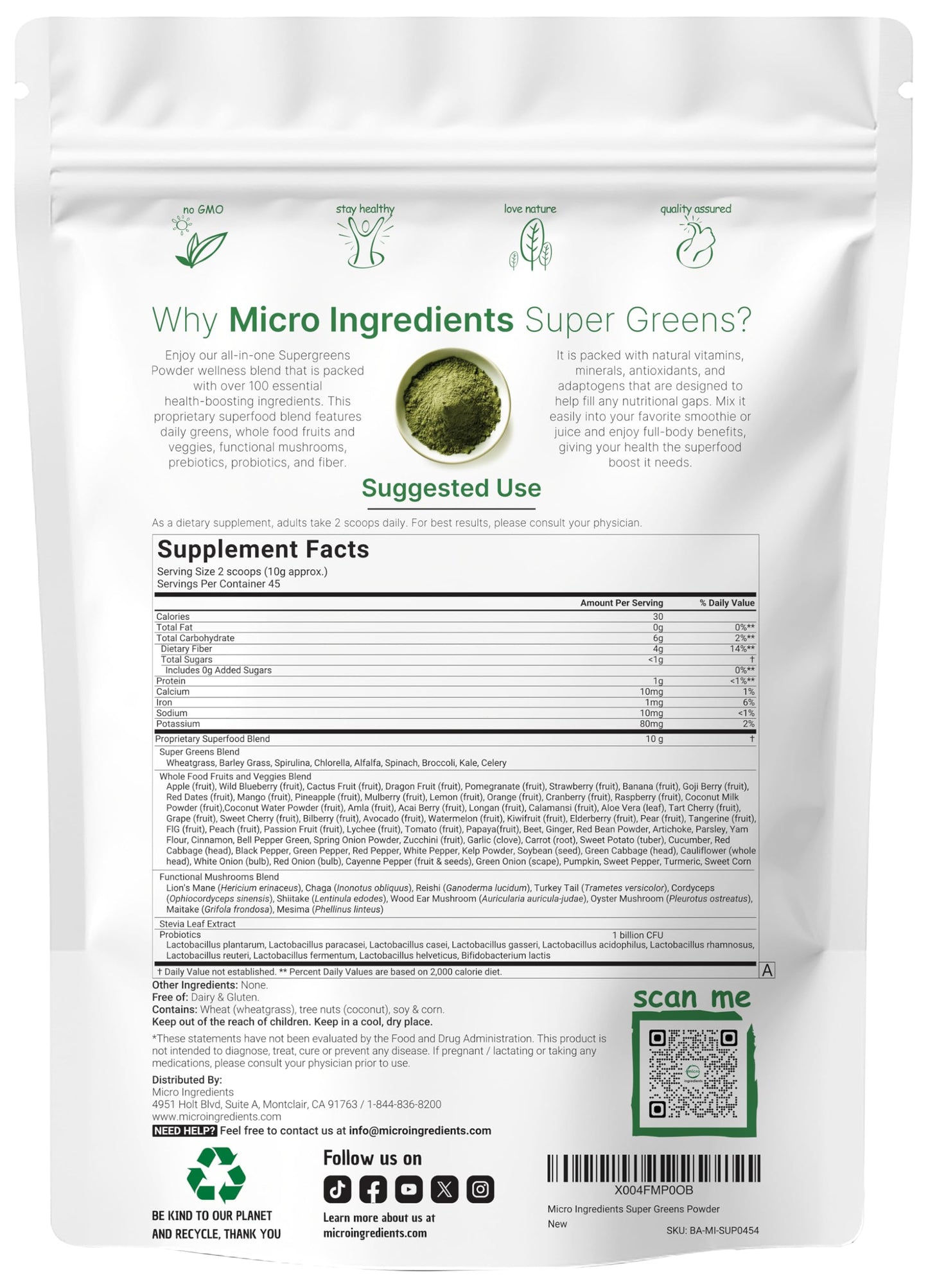 Pre-Order | Arrives in 5–10 Days – Super Greens Powder, 1lb | 100 Superfood Blend | Daily Greens, Whole Food Fruits and Vegetables, Mushrooms, & Probiotics | Wheatgrass, Spirulina, Lions Mane, Beet Root | Original, Non-GMO