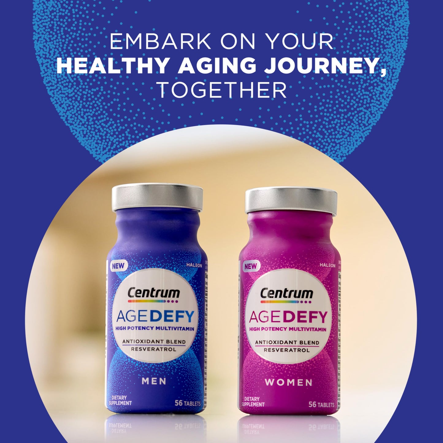 Pre-Order | Arrives in 5–10 Days –
Centrum Age Defy for Men - High-Potency Multivitamin and Healthy Aging Supplement - Multivitamin Blend with Resveratrol, and Niacin for NAD+ Level Support - Aluminum Bottle, 56 Tablets