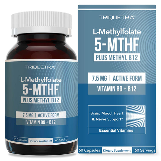 Pre-Order | Arrives in 5–10 Days – L Methylfolate 7.5mg plus Methyl B12 - Active 5-MTHF Form, MTHFR Supplement - Bloodstream Ready Methylated Folate + B12 Cofactor (60 Capsules)