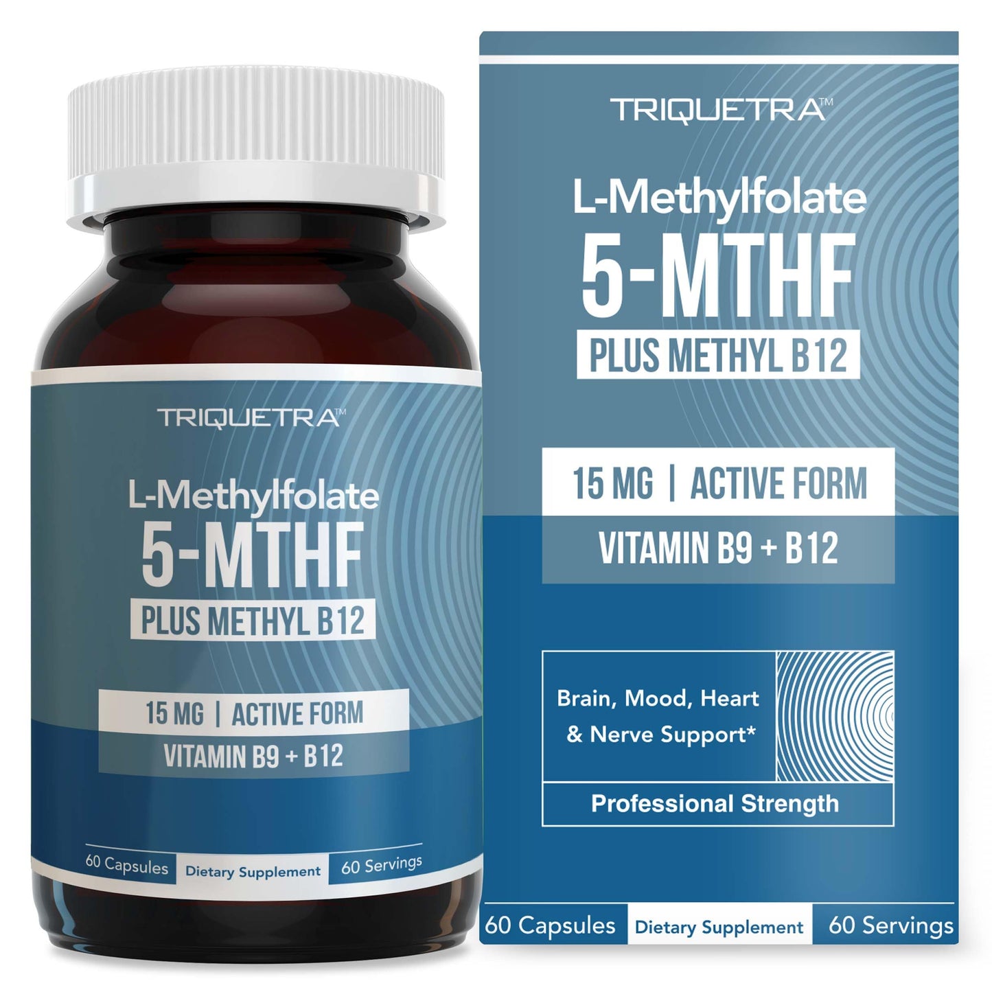 Pre-Order | Arrives in 5–10 Days –
L Methyl Folate 15mg Plus Methyl B12 Cofactor – High Potency, Active 5-MTHF Form - Supports Mood, Methylation, Cognition – Bioactive Forms of Vitamin B9 & B12 (60 Capsules – 60 Servings)