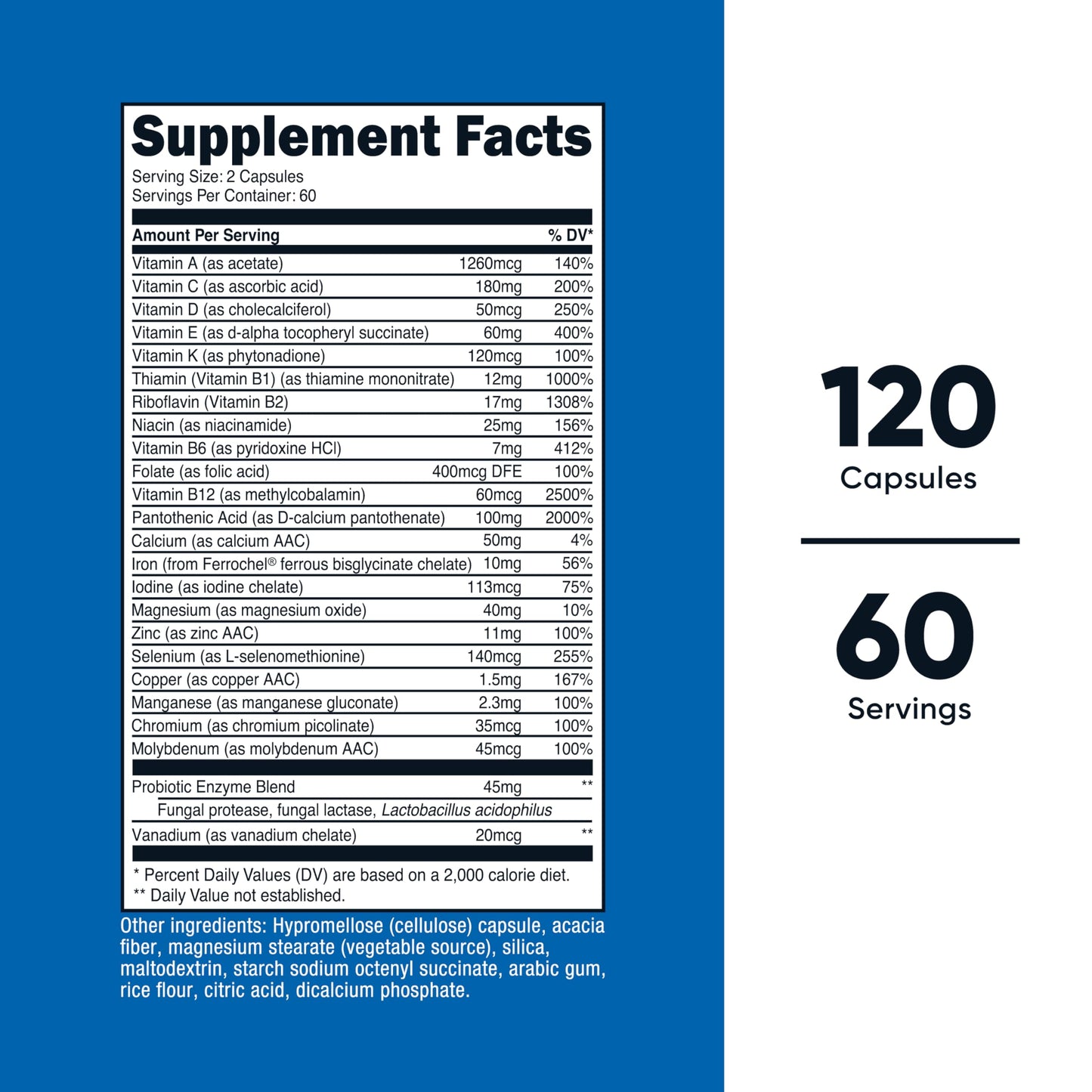 Pre-Order | Arrives in 5–10 Days – Nutricost Multivitamin with Probiotics 120 Vegetarian Capsules - Packed with Vitamins & Minerals