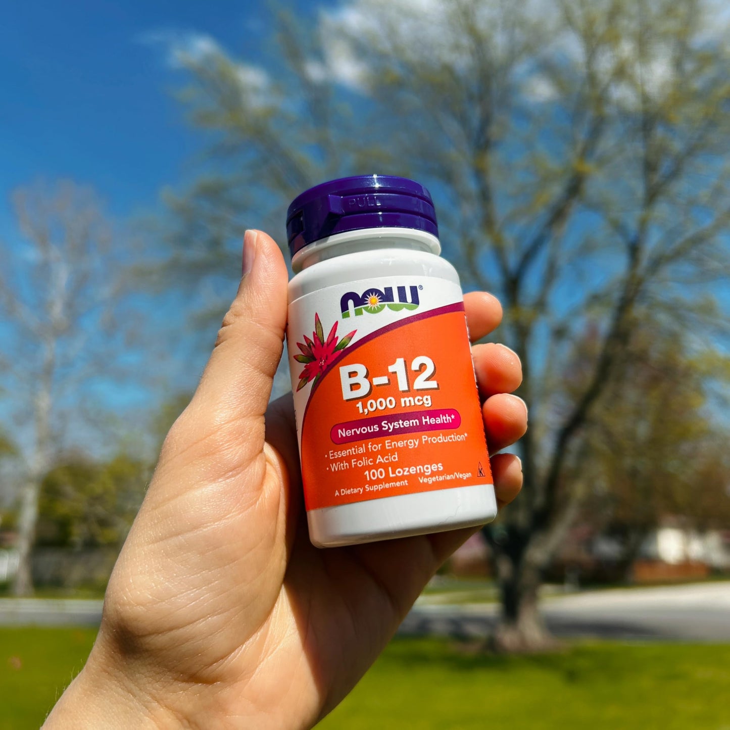 Pre-Order | Arrives in 5–10 Days – NOW Supplements, Vitamin B-12 1,000 mcg with Folic Acid, Nervous System Health*, 100 Chewable Lozenges