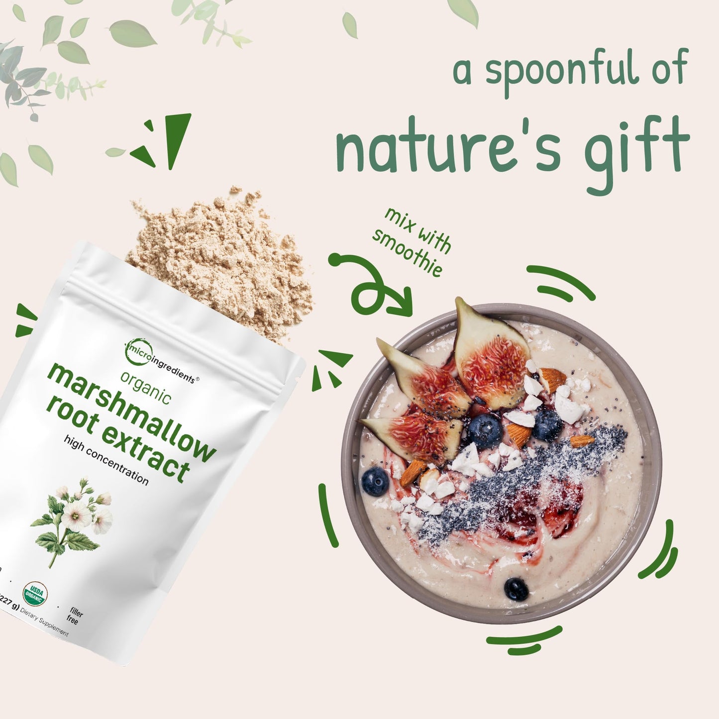 Pre-Order | Arrives in 5–10 Days – Micro Ingredients Organic Marshmallow Root Powder, 8 Ounce, Filler Free and Traditionally Used, Supports Digestive Gastrointestinal Health, Non-Irradiated and No GMOs, Vegan Friendly