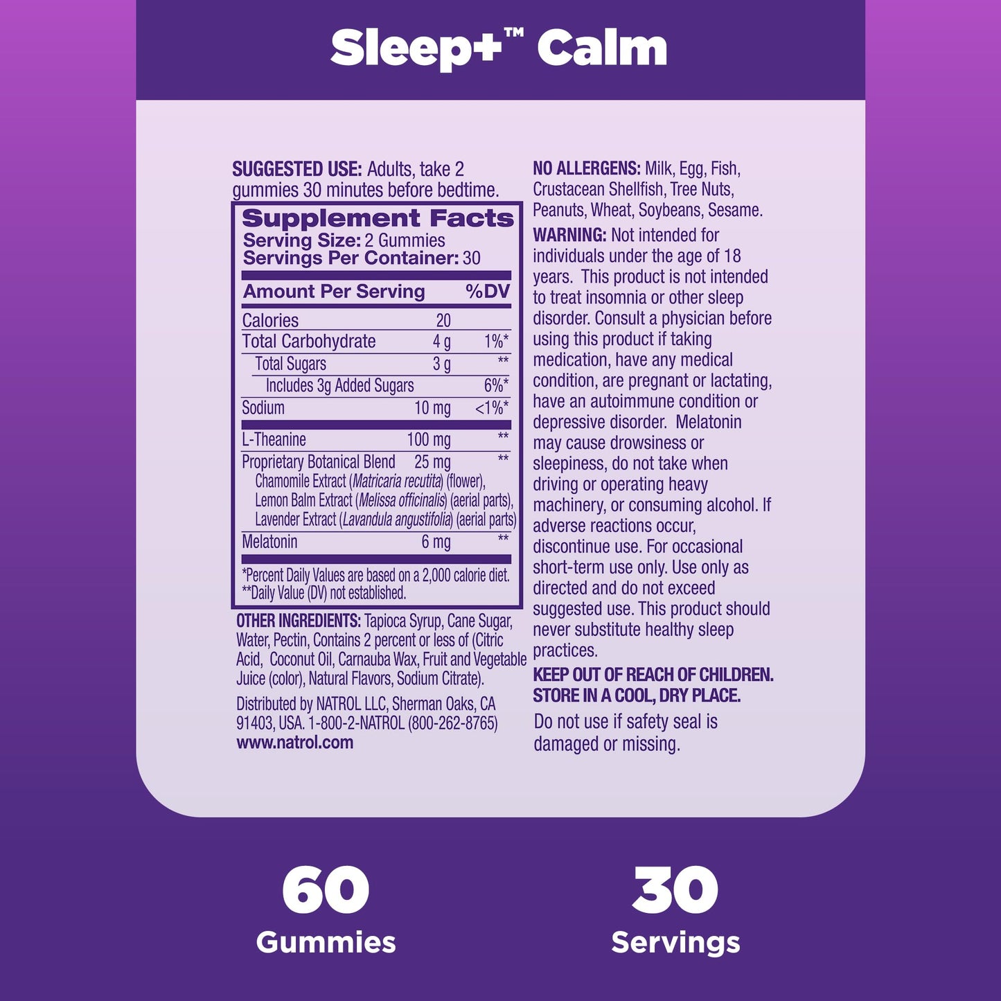 Pre-Order | Arrives in 5–10 Days – Natrol Sleep+ Calm Melatonin Gummies for Adults, Sleep Gummies, Strawberry Flavor, 60 Gummies, 30 Day Supply