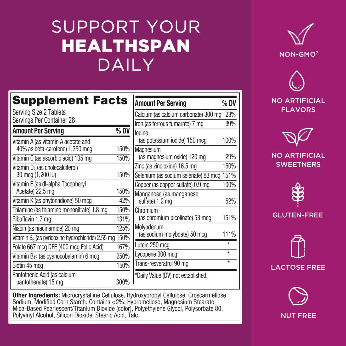 Pre-Order | Arrives in 5–10 Days –
Centrum Age Defy for Women - High-Potency Multivitamin and Healthy Aging Supplement - Multivitamin Blend with Resveratrol, and Niacin for NAD+ Level Support - Aluminum Bottle, 56 Tablets