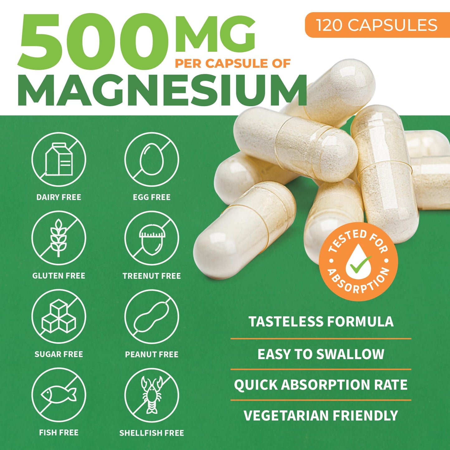 Pre-Order | Arrives in 5–10 Days – ForestLeaf Magnesium Complex 500mg - Magnesium 500mg Capsules - Magnesium Supplement 500 mg - Magnesium for Sleep, Magnesium for Constipation - Magnesium Supplement for Women (120 Ct)