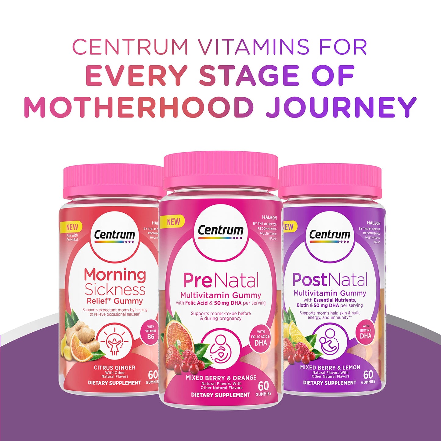 Pre-Order | Arrives in 5–10 Days – Centrum Prenatal Multivitamin Gummies with DHA and Folic Acid, Mixed Berry and Orange Flavors - 60 Count, 30 Day Supply