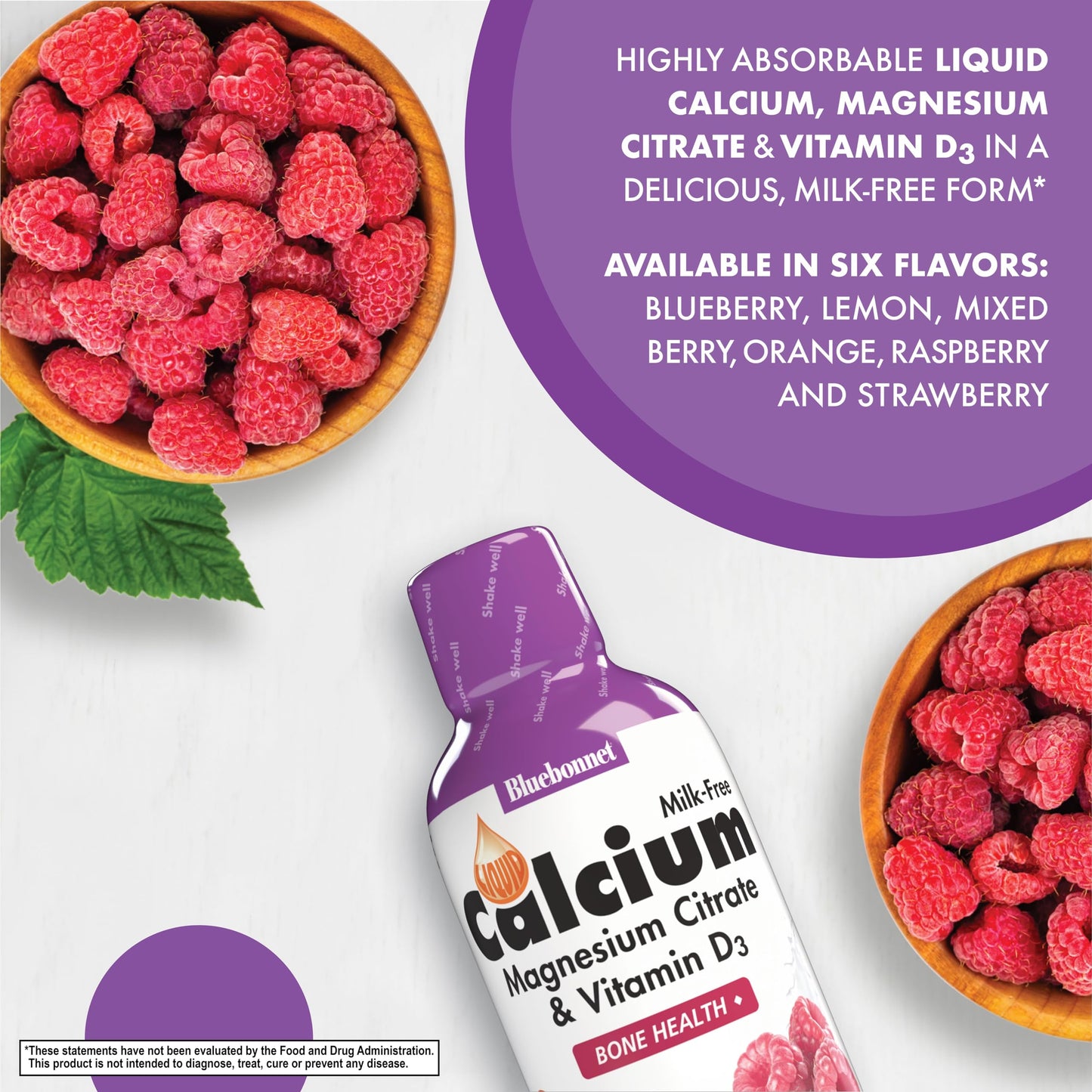 Pre-Order | Arrives in 5–10 Days – Bluebonnet Bluebonnet Nutrition Liquid Calcium Citrate Magnesium Citrate, Vitamin D3, Bone Health, Gluten Free, Soy free, milk free, kosher, 32 Servings, Raspberry Flavor, 16 Fl Oz (Pack of 1)