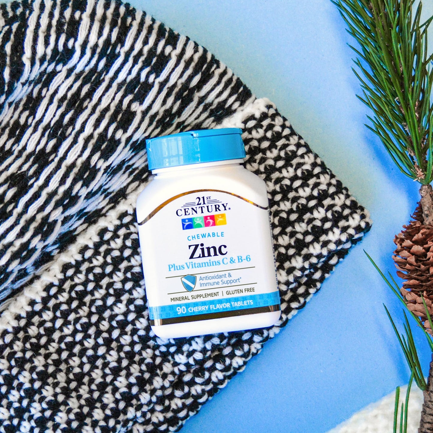 Pre-Order | Arrives in 5–10 Days – 21st Century Zinc Chewable Withc & B6 - Cherry, 90 Count