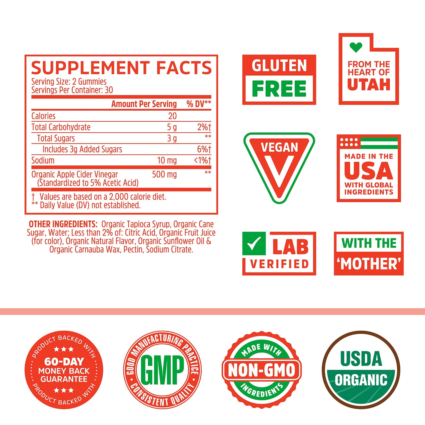 Pre-Order | Arrives in 5–10 Days – Zhou Apple Cider Vinegar Gummies - ACV Gummies for Women and Men with Elderberry, Delicious Taste with Raw Cane Sugar, USDA Organic - 60 Vegan Gummies