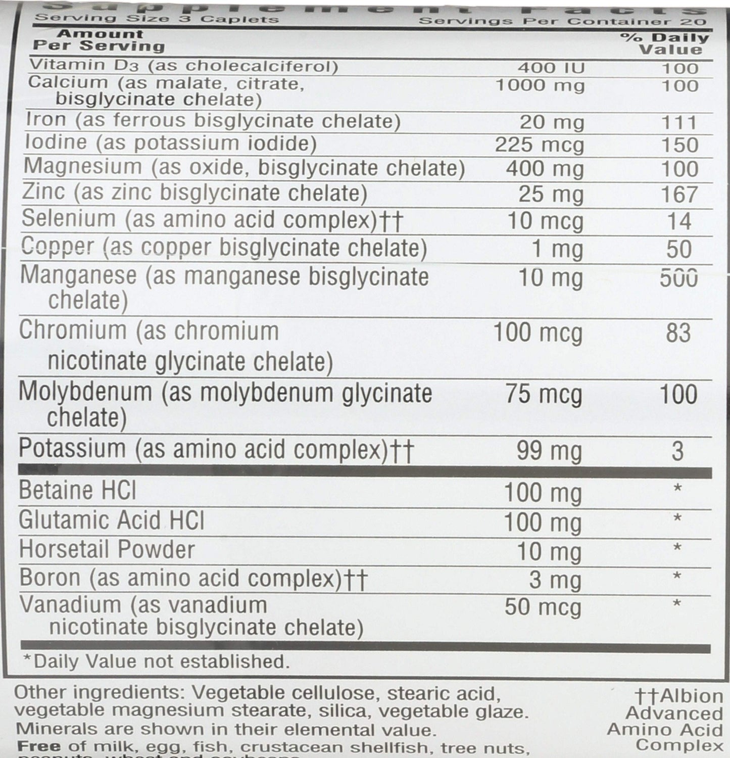 Pre-Order | Arrives in 5–10 Days – Bluebonnet Nutrition High Potency Chelated Multiminerals, Albion Chelated Minerals, Soy-Free, Gluten-Free, Non-GMO, Kosher Certified, Dairy-Free, 60 Caplets, 20 Servings