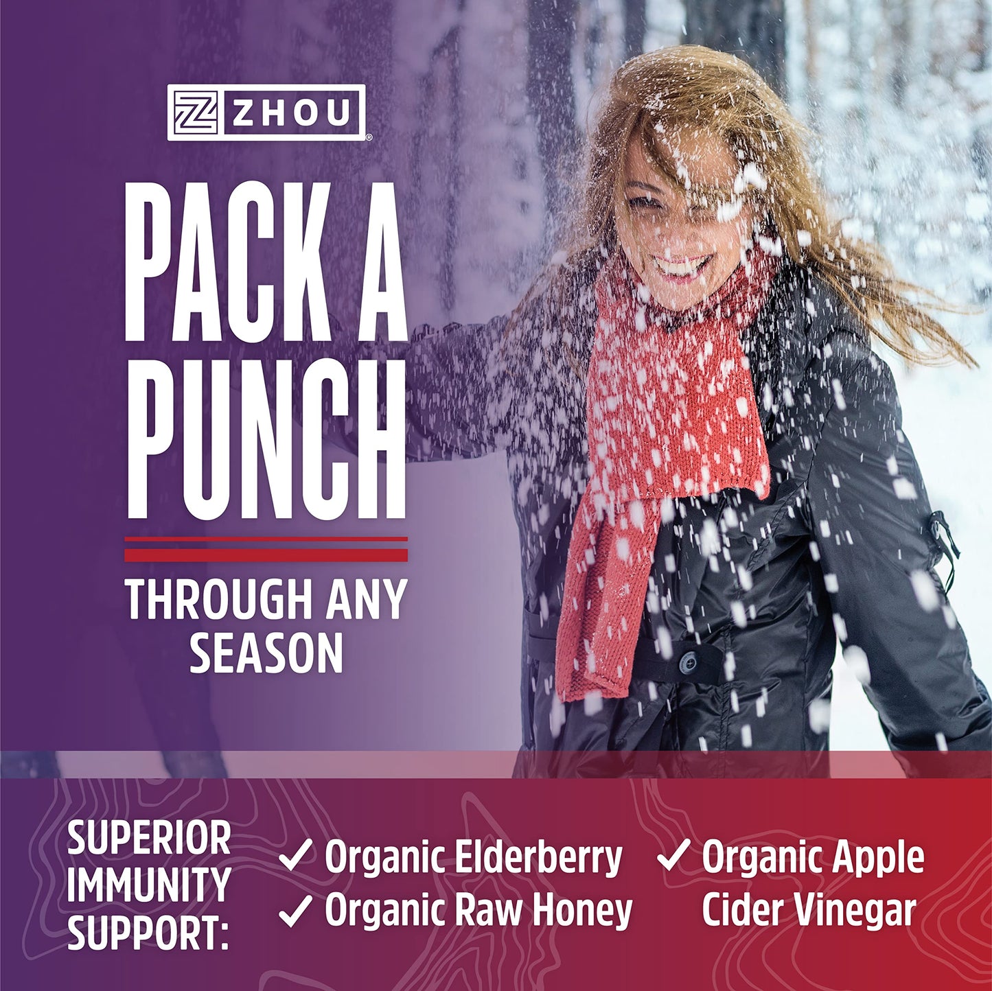 Pre-Order | Arrives in 5–10 Days – Zhou Nutrition Elder-Mune+ Syrup - Organic Black Elderbery Syrup for Adults, Immune Support Elixir with Apple Cider Vinegar, Echinacea Tincture, Natural Wellness - 8 Fl Oz Glass Bottle
