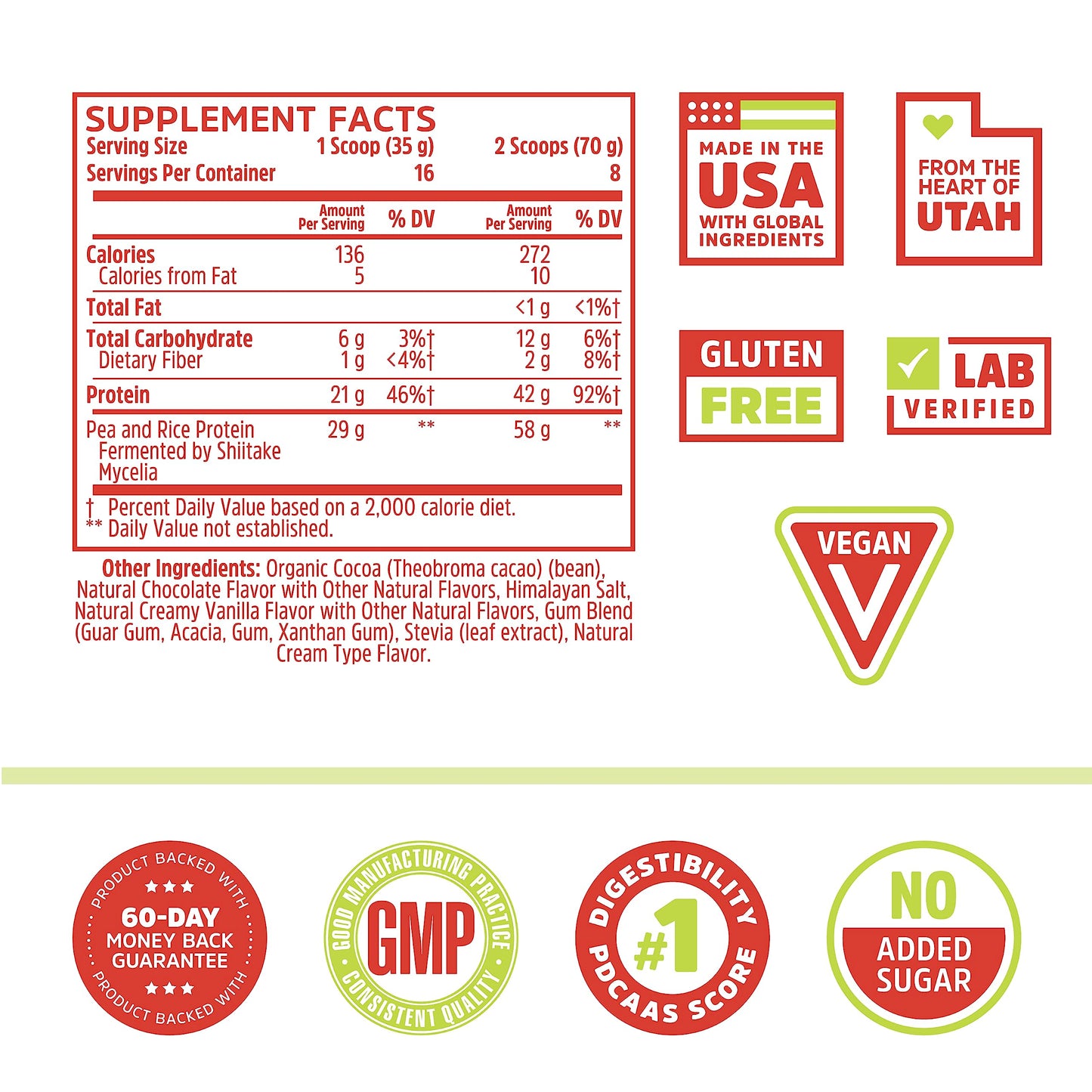 Pre-Order | Arrives in 5–10 Days – Zhou Plant Complete Vegan Protein Powder - Plant Based Protein Powder for Women & Men, Non Dairy Rice & Pea Blend for Smoothies & Shakes, 21g Protein Per Serving - Chocolate, 17.7oz (16 Servings)