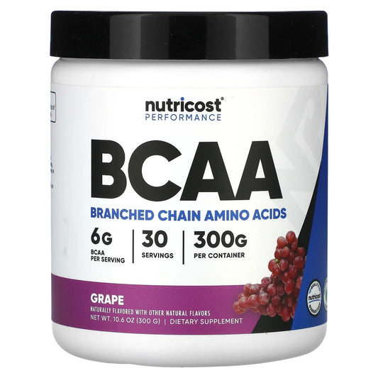 Pre-Order | Arrives in 5–10 Days – Nutricost
Performance, BCAA, Grape, 10.6 oz (300 g)