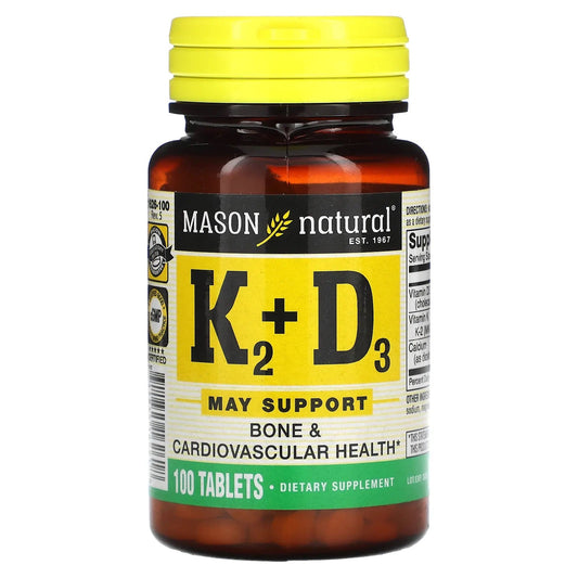Pre-Order | Arrives in 5–10 Days – Mason Natural
Vitamin K2 Plus Vitamin D3, 100 Tablets