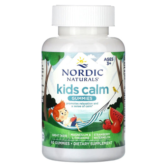 Pre-Order | Arrives in 5–10 Days – Nordic Naturals
Kids Calm Gummies, Ages 3+, Strawberry Watermelon, 60 Gummies