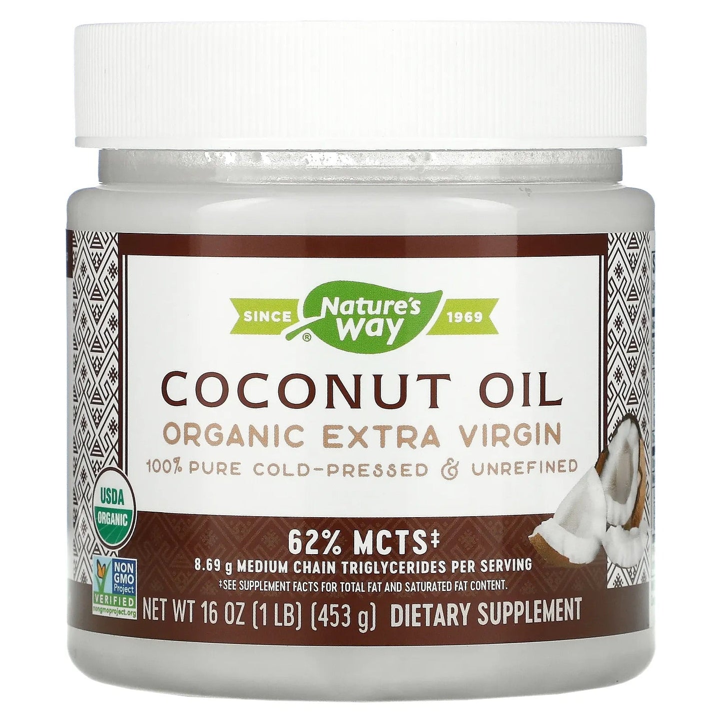 Pre-Order | Arrives in 5–10 Days – Nature's Way
Organic Coconut Oil, Extra Virgin, 16 oz (453 g)