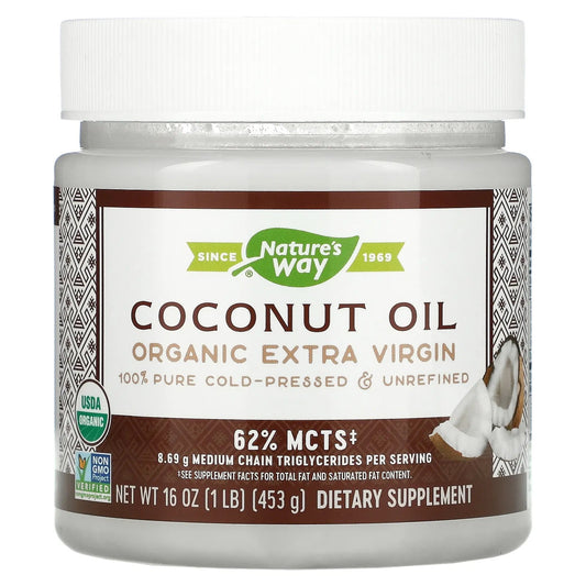 Pre-Order | Arrives in 5–10 Days – Nature's Way
Organic Coconut Oil, Extra Virgin, 16 oz (453 g)