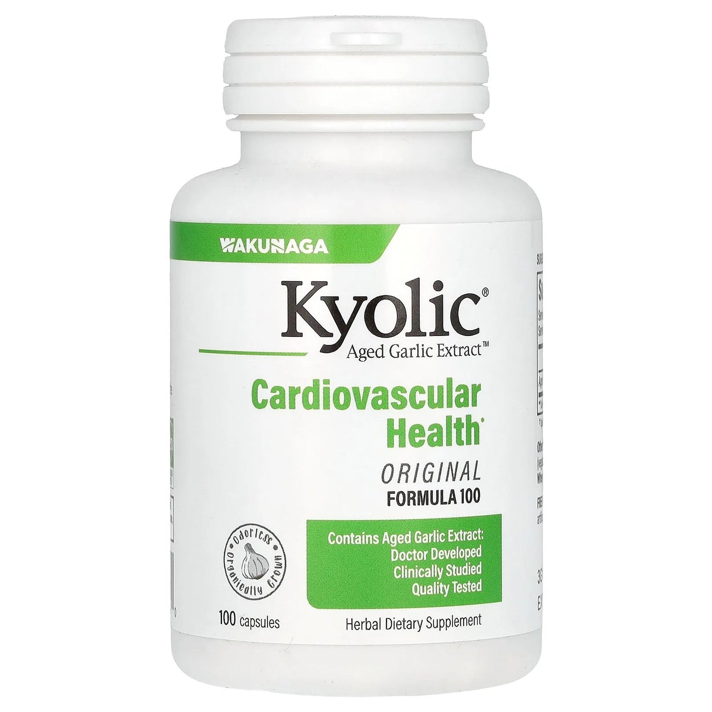 Pre-Order | Arrives in 5–10 Days – Kyolic
Aged Garlic Extract, Cardiovascular, Original Formula 100, 600 mg, 100 Capsules (300 mg Per Capsule)