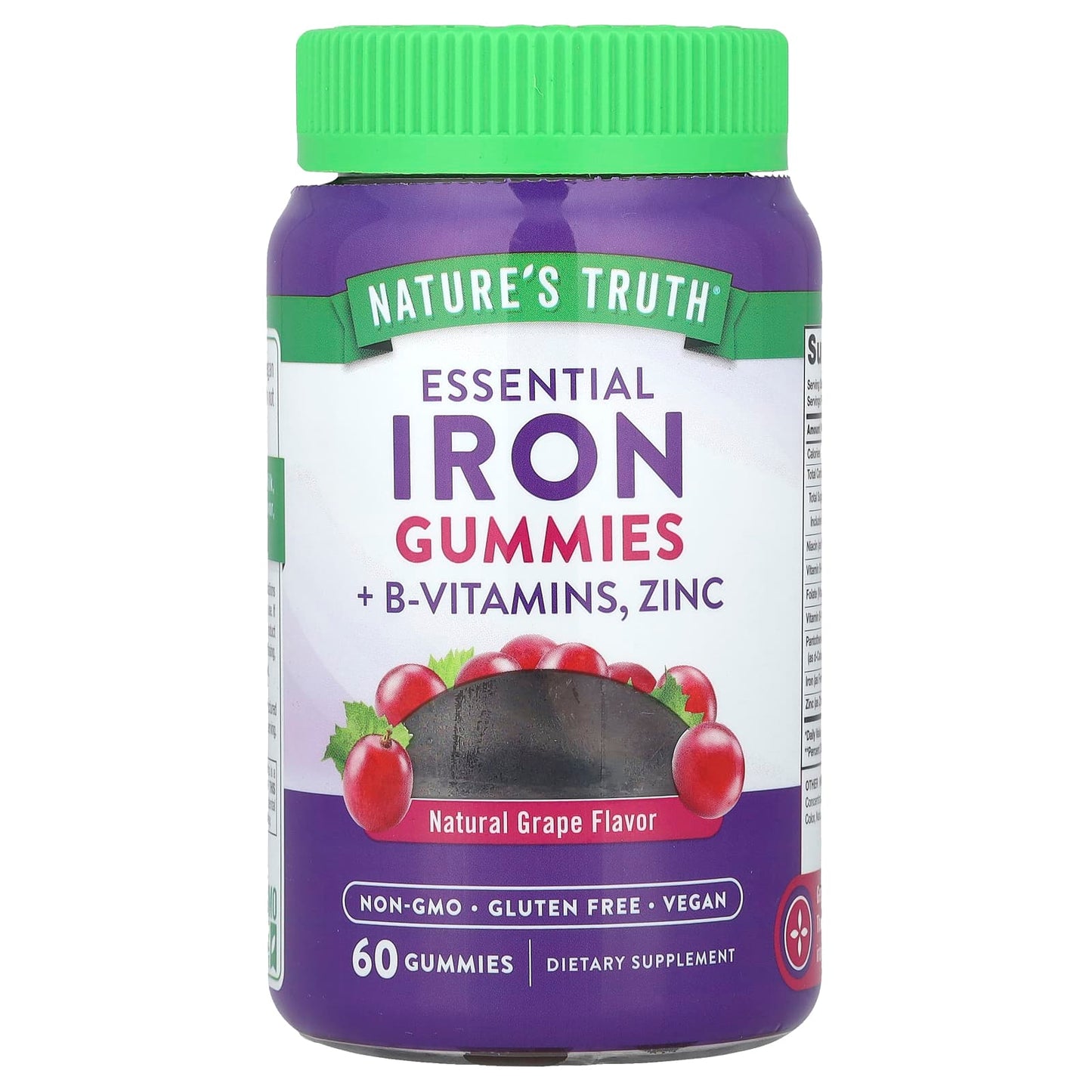 Pre-Order | Arrives in 5–10 Days – Nature's Truth
Essential Iron + B-Vitamins, Zinc Gummies, Natural Grape, 60 Gummies