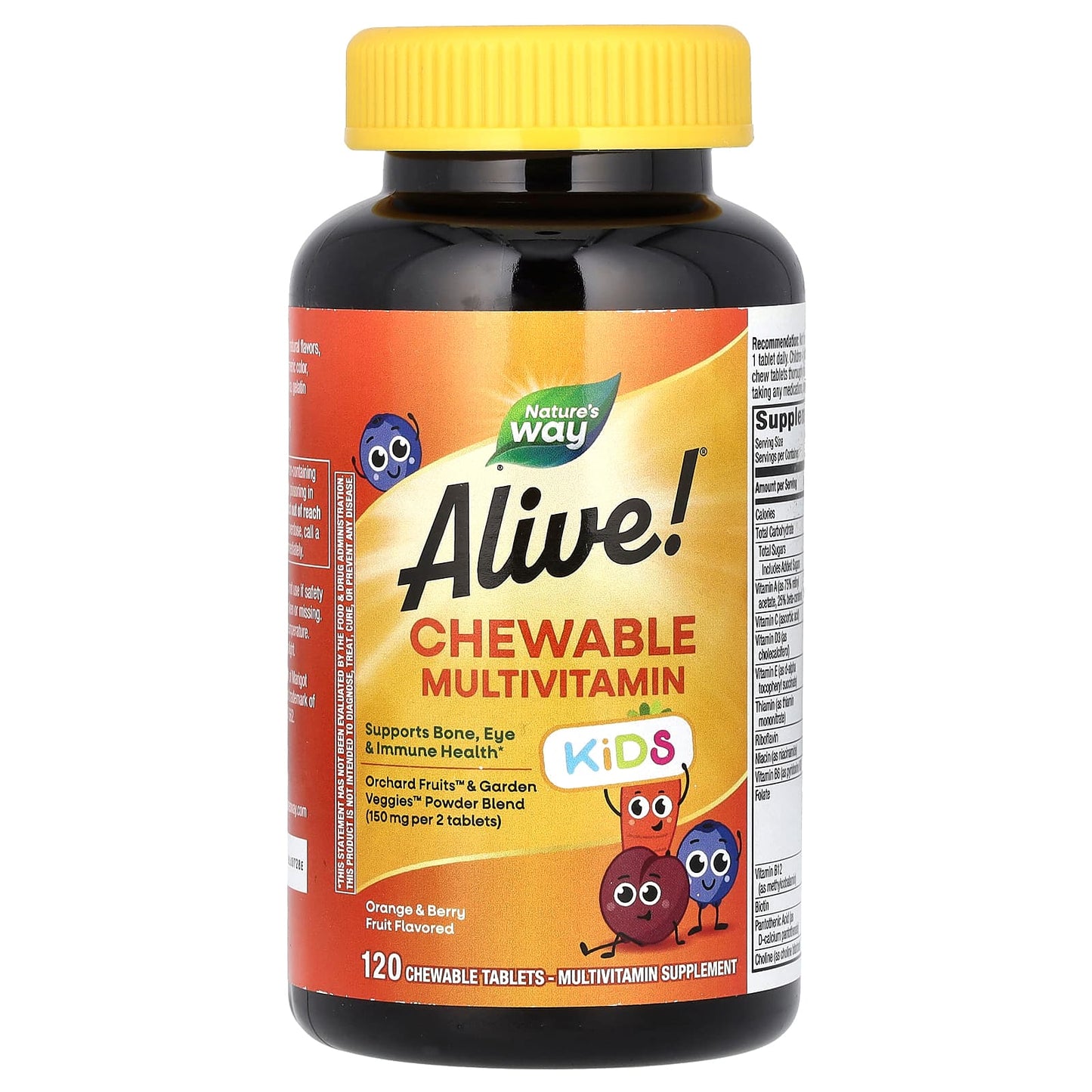 Pre-Order | Arrives in 5–10 Days – Nature's Way
Alive! Kids, Chewable Multivitamin, Orange & Berry Fruit, 120 Chewable Tablets