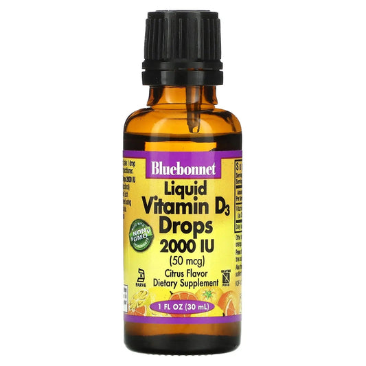 Pre-Order | Arrives in 5–10 Days – Bluebonnet Nutrition
Liquid Vitamin D3 Drops, Citrus, 50 mcg (2,000 IU), 1 fl oz (30 ml)