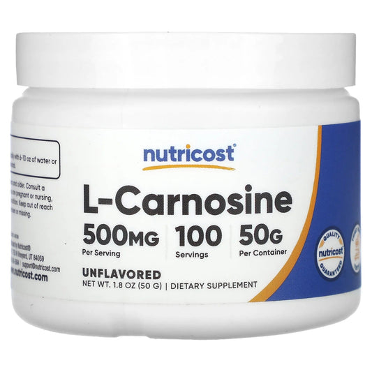 Pre-Order | Arrives in 5–10 Days – Nutricost
L-Carnosine, Unflavored, 1.8 oz (50 g)
Nutricost
L-Carnosine, Unflavored, 1.8 oz (50 g)
