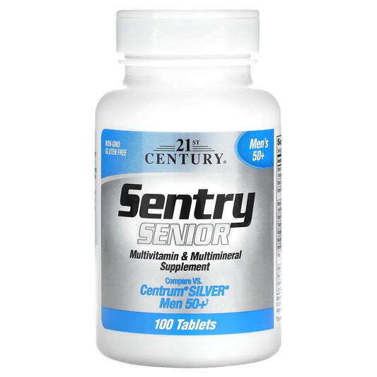 Pre-Order | Arrives in 5–10 Days – 21st Century
Sentry Senior, Multivitamin & Multimineral Supplement, Men's 50+, 100 Tablets