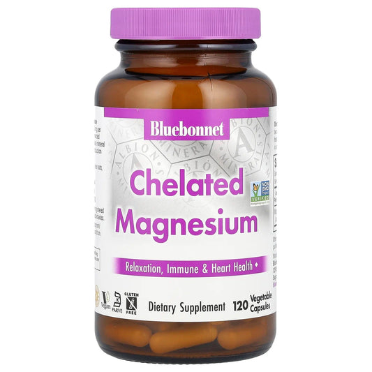 Pre-Order | Arrives in 5–10 Days – Bluebonnet Nutrition
Chelated Magnesium, 200 mg, 120 Vegetable Capsules (100 mg per Capsule)