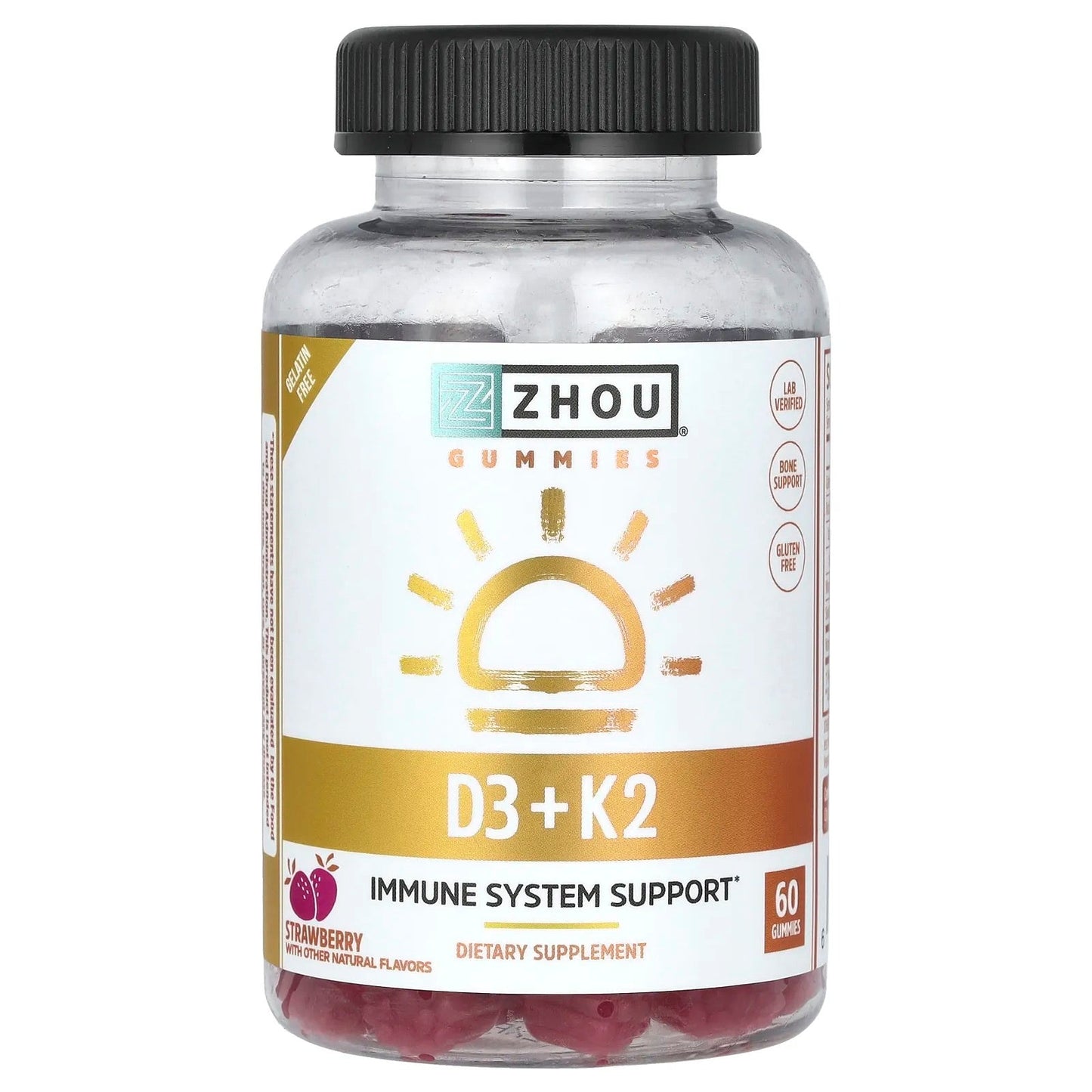 Pre-Order | Arrives in 5–10 Days – Zhou Nutrition
D3 + K2 Gummies, Strawberry, 60 Gummies