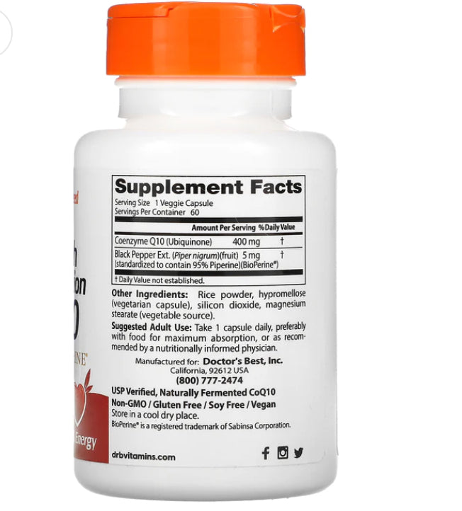 Pre-Order | Arrives in 5–10 Days – DOCTOR’S BEST HIGH ABSORPTION COQ10, 60 VEGGIE CAPS