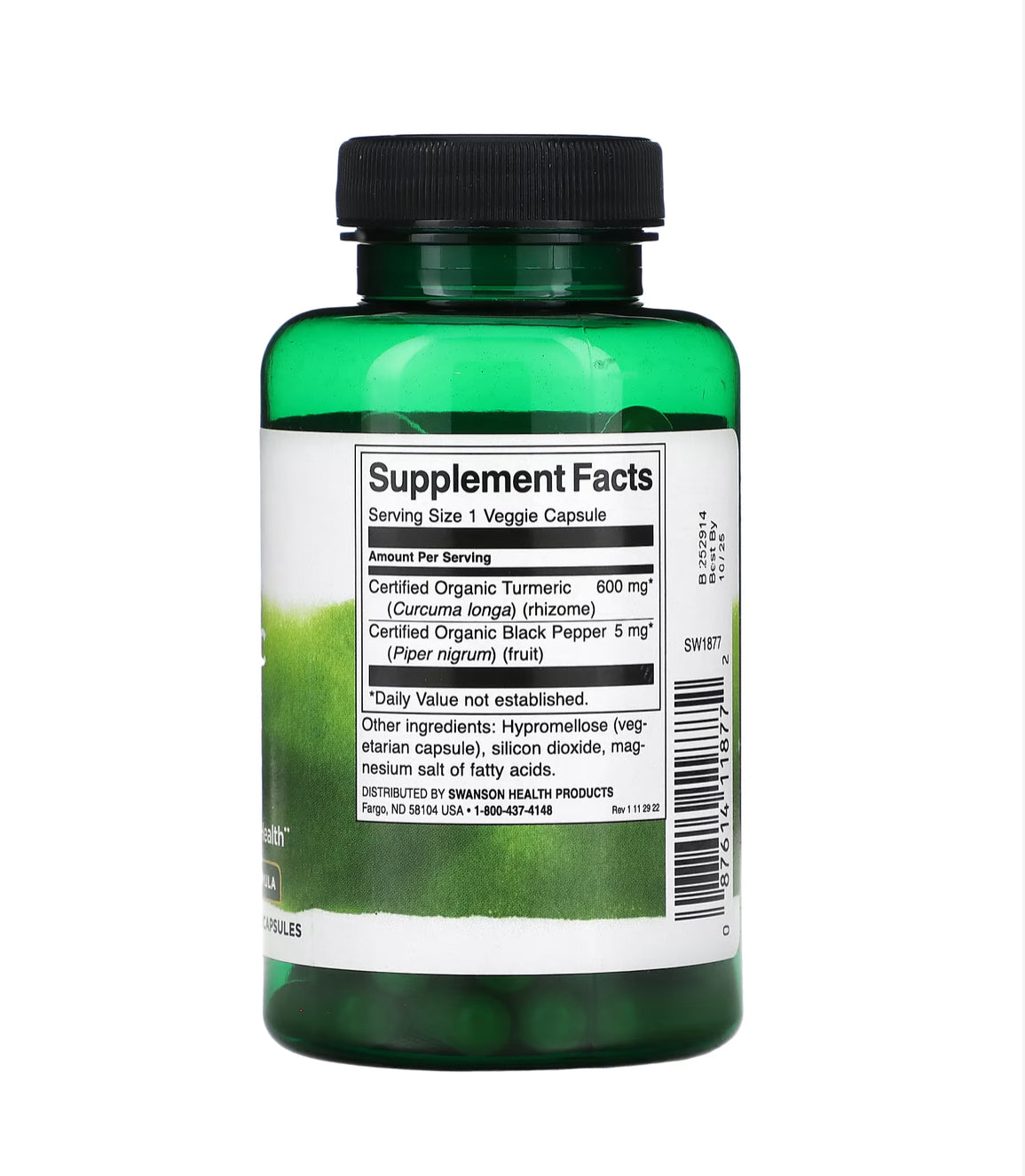Pre-Order | Arrives in 5–10 Days – SWANSON TURMERIC & BLACK PEPPER, 90 VEGGIE CAPSULES