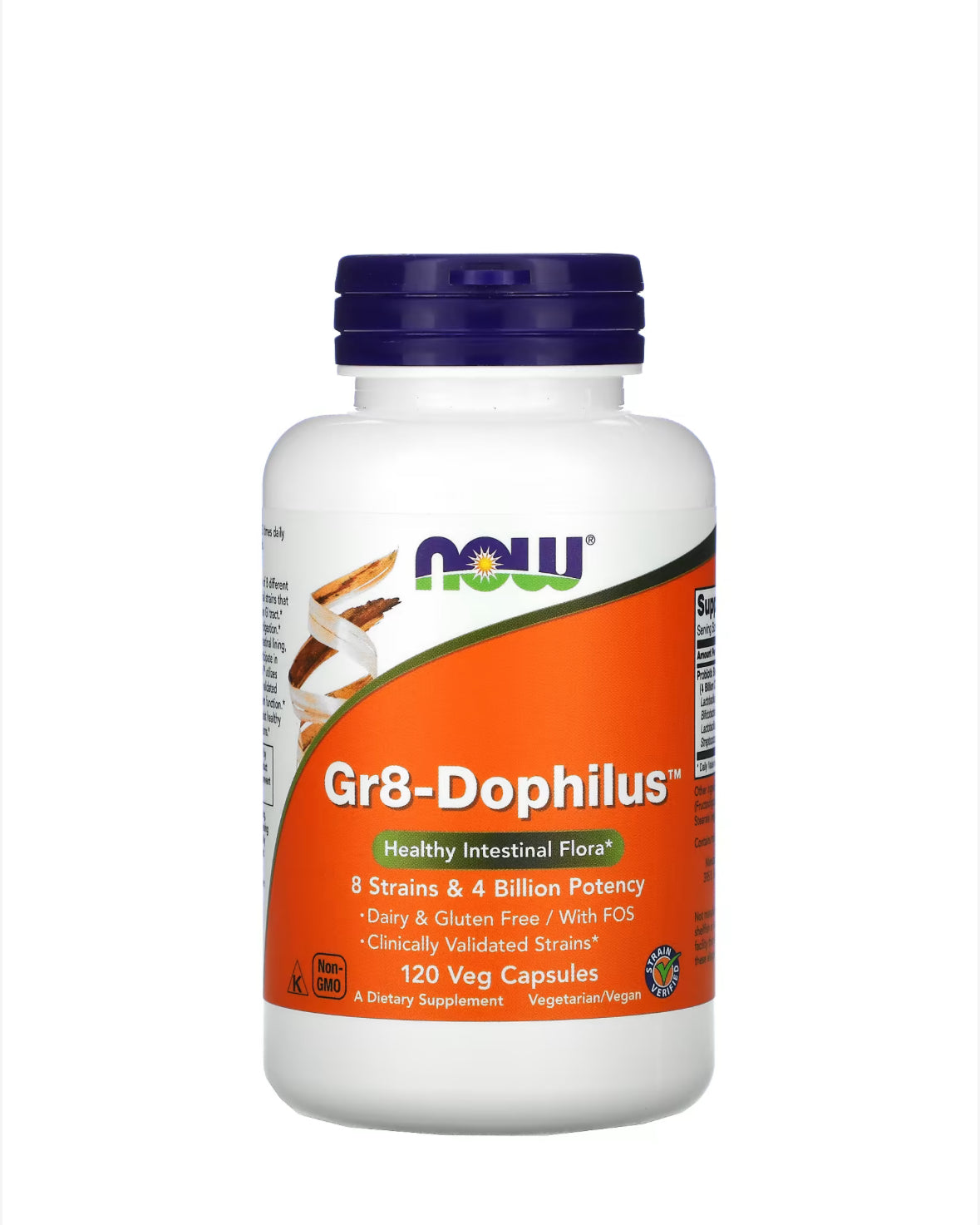 Pre-Order | Arrives in 5–10 Days –
NOW GR8-DOPHILUS, 120 VEG CAPSULES