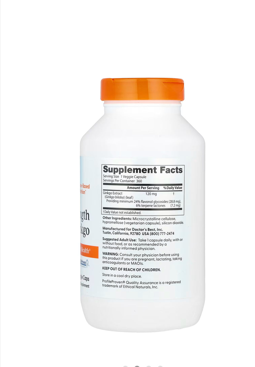 Pre-Order | Arrives in 5–10 Days – DOCTOR’S BEST EXTRA STRENGTH GINKGO 120MG, 360 VEGGIE CAPSULES