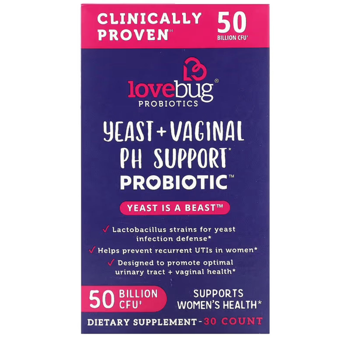 LOVEBUG YEAST + VAGINAL PH SUPPORT PROBIOTIC