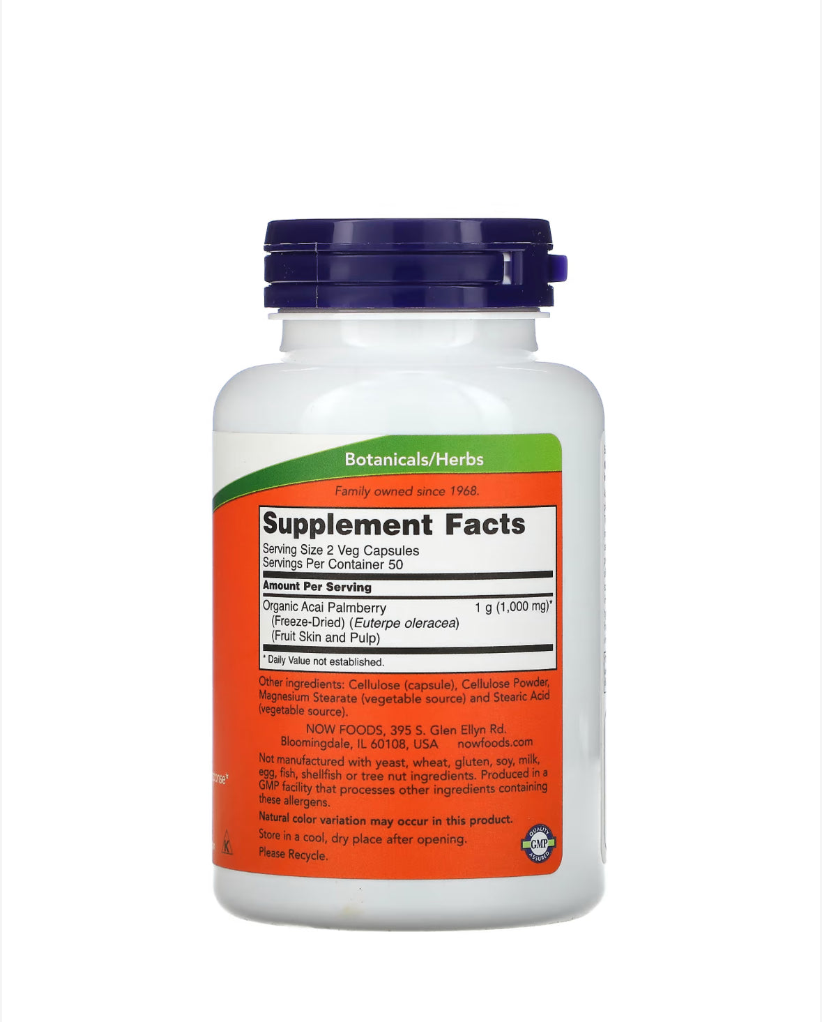 Pre-Order | Arrives in 5–10 Days – NOW FREEZE-DRIED ACAI 500MG, 100 VEG CAPSULES